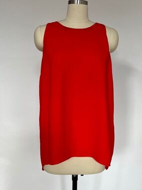 Vince Camuto Red Asymmetric Pleated Blouse with Lining